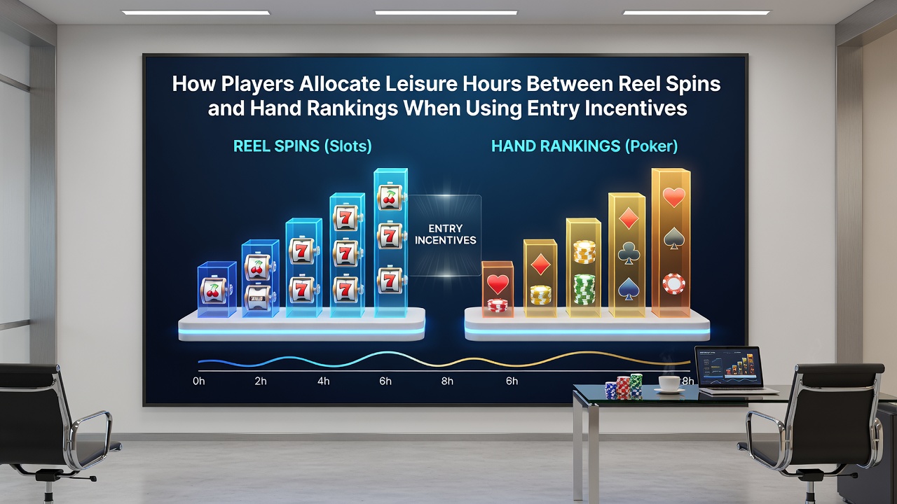 Data visualization showing player time allocation between slot spins and poker hand rankings under bonus conditions