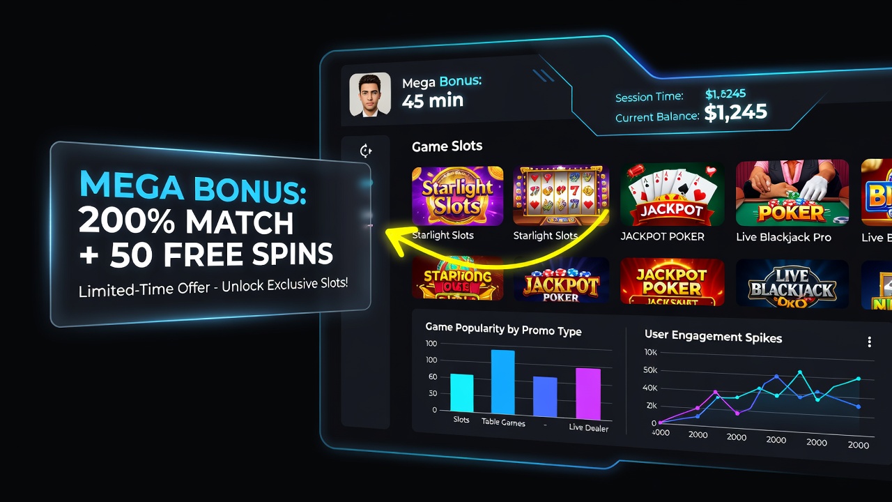 Analytics dashboard displaying game selection trends tied to ongoing casino promotions