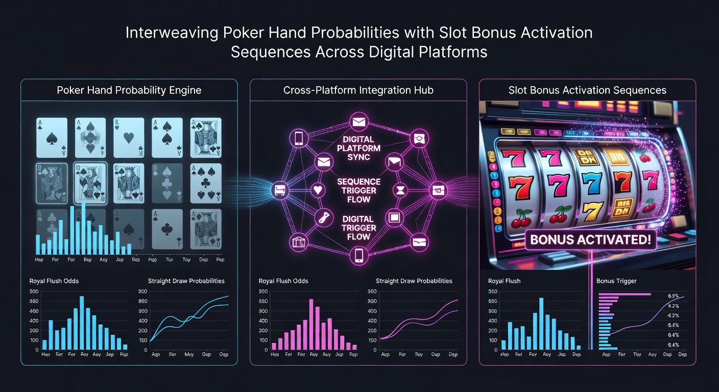 Mobile screen displaying interconnected poker and slot bonus features on a digital casino platform
