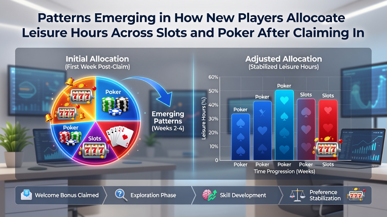Graph illustrating shift in player time from slots to poker over first two months