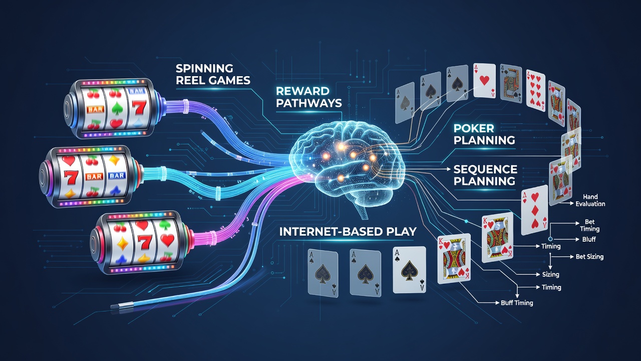 Diagram showing brain reward pathways activated during spinning reel gameplay sessions
