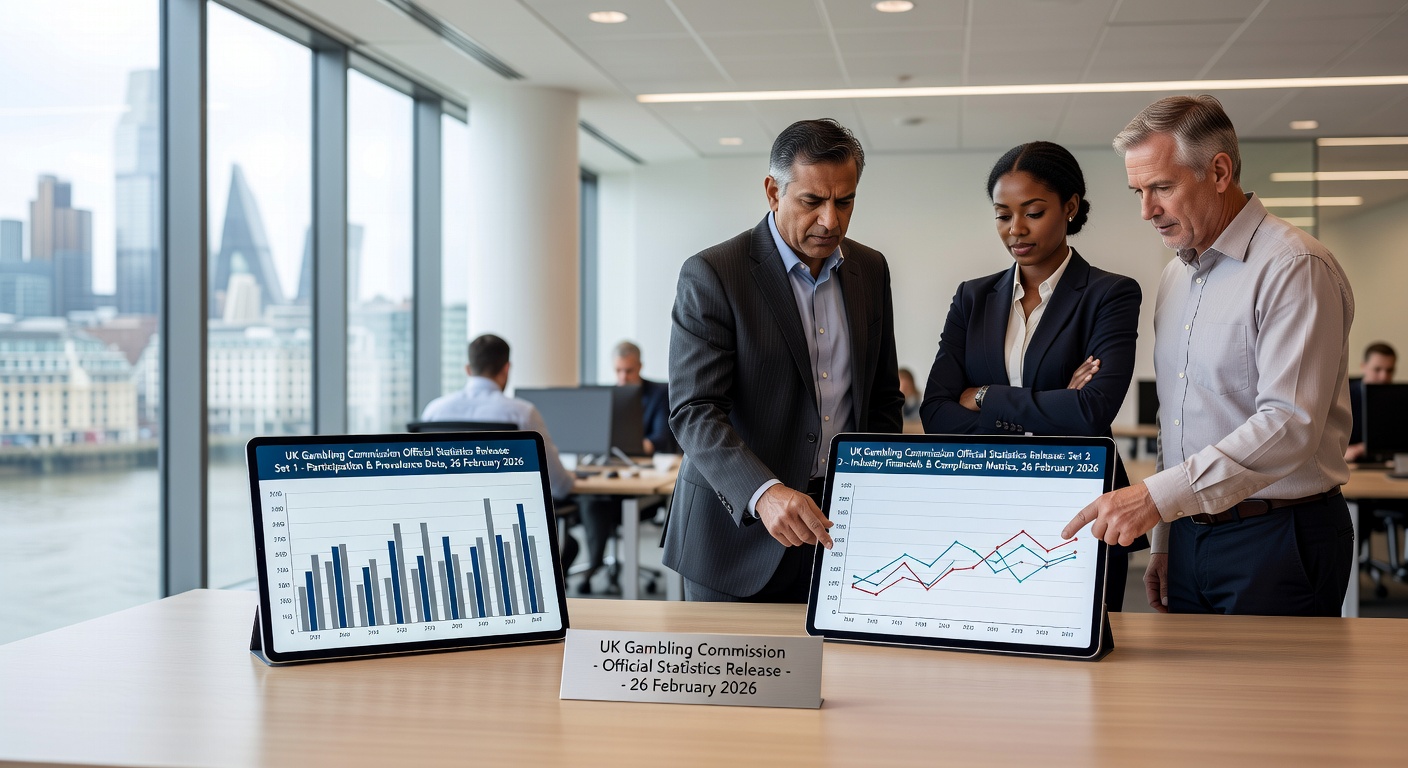 Infographic detailing UK adult gambling participation rates with pie charts for slots in pubs and clubs