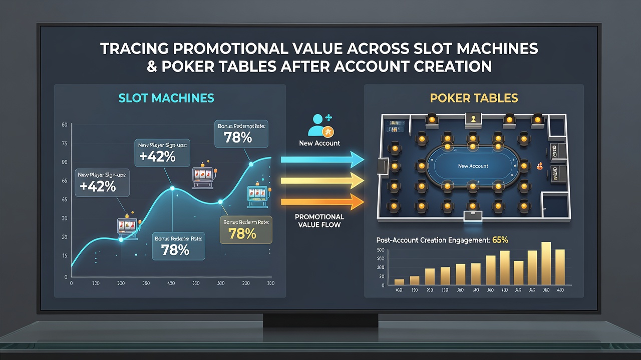 Chart illustrating promotional value retention rates between slot and poker activity paths