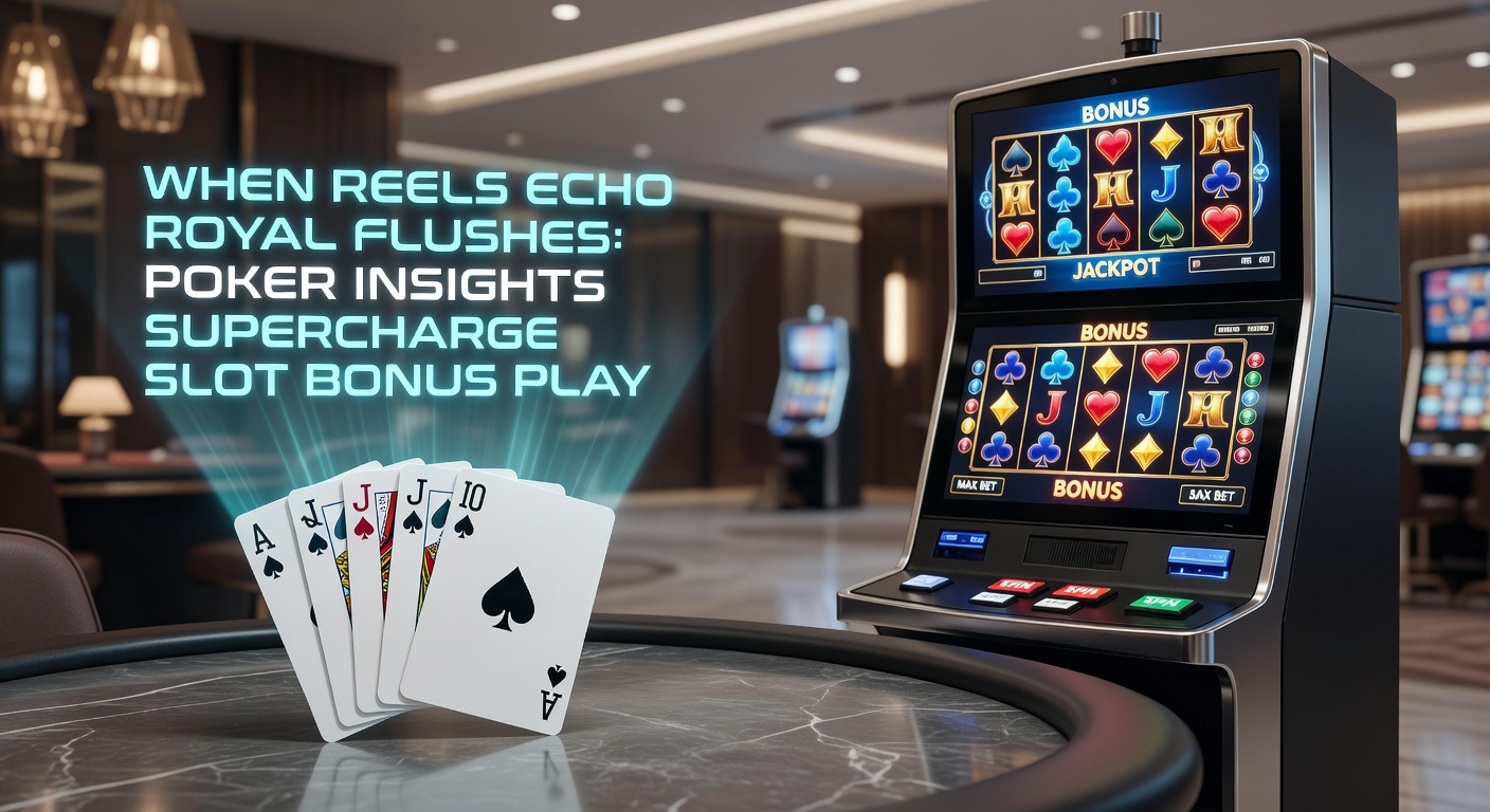 Poker table with slot reels overlay, symbolizing the blend of poker strategy and slot bonuses