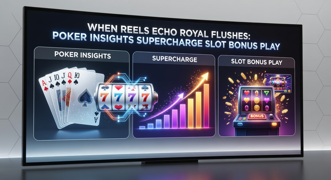 Slot bonus screen displaying royal flush symbols alongside poker chips, highlighting strategic overlap